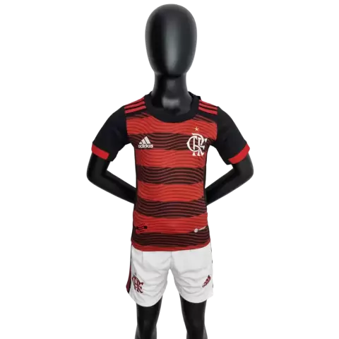 Kit Infantil Flamengo I 22/23 Adidas - Vermelho e Preto