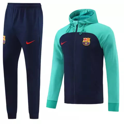 Conjunto de Moletom Barcelona 2023/24 Azul e Verde