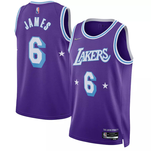 Regata Los Angeles Lakers Lebron James #6 Nike - 75 Anos NBA - Azul