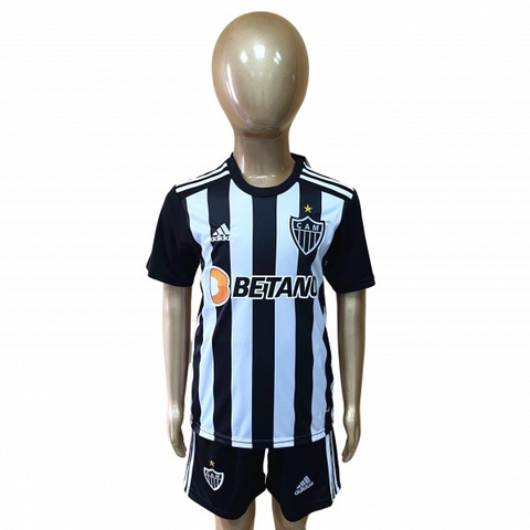Kit Infantil Atlético Mineiro I 22/23 Adidas - Preto+Branco