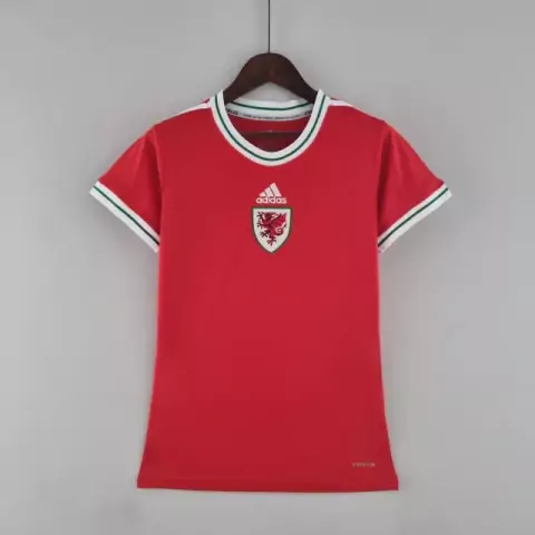 Camisa País de Gales Home 22/23 Torcedor Adidas Feminina - Vermelha