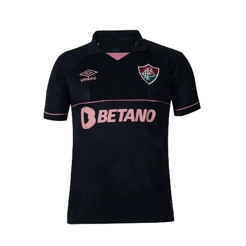Camisa Fluminense Goleiro 23/24 Masculino - Torcedor Umbro - Preto + Rosa