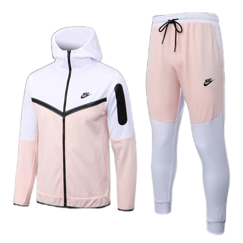 Conjunto de Moletom Nike Sportswear Tech Fleece Branco e Rosa