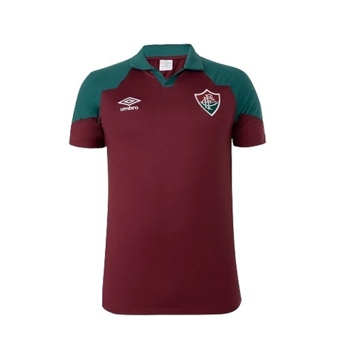 Camisa Fluminense Viagem 23/24 Polo Masculino - Torcedor Umbro - Grená + Verde