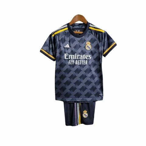 Kit Infantil Real Madrid Away 23/24 Adidas - Preto