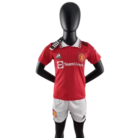 Kit Infantil Manchester United Home 22/23 Adidas - Vermelho
