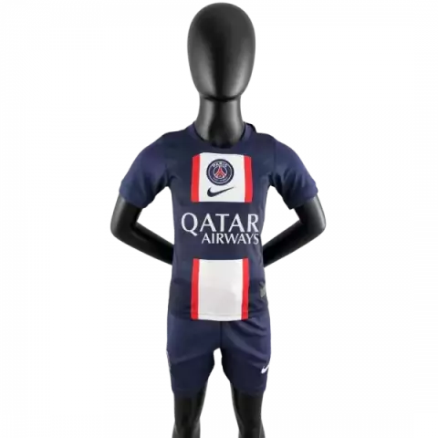 Kit Infantil Paris Saint Germain PSG home 22/23 Camisa + Short Jordan - Azul