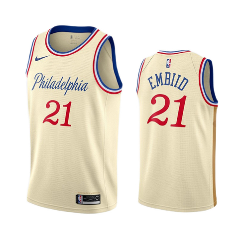 Regata Philadelphia 76ers Joel Embiid Nike Swingman - Bege