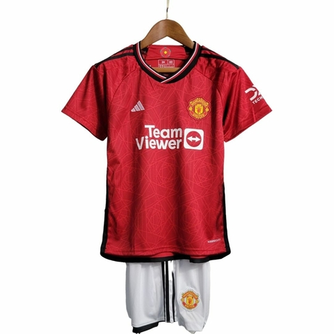 Kit Infantil Manchester United Home 23/24 Adidas - Vermelho