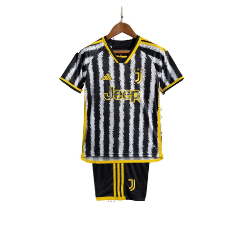 Kit Infantil Juventus Home 23/24 Adidas - Preto + Branco