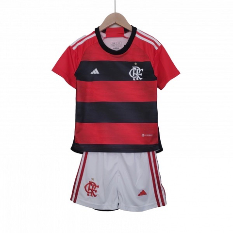 Kit Infantil Flamengo I 23/24 Adidas - Vermelho e Preto
