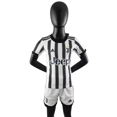 Kit Infantil Juventus Home 22/23 Adidas - Preto + Branco