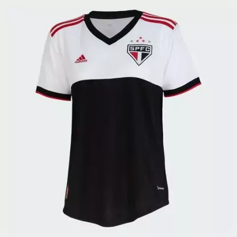 Camisa São Paulo III 22/23 Feminina Adidas Torcedor - Branco e Preto