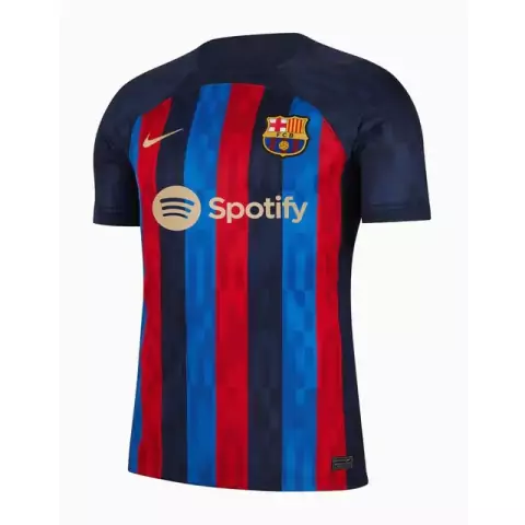 Camisa Barcelona Home 22/23 Torcedor Nike Masculina - Azul Com Listras Grená