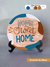Quadro Decorativo Redondo de Pinus com 18cm no suporte de mesa preto, escrito Home Sweet Home, Lettering Colorido.