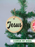 Kit 3 bolachass de natal personalizada em madeira pinus Decoração Natalina Cristão Kit Pingentes para pendurar na árvore de natal, escrito Jesus Deus vive