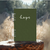 Caderno A5 Cristão "Hope" capa verde escuro. Anotações sobre esperança e fé em Deus.