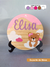 Placa de pinus redonda de 18 centímetros o quarto infantil, com tema de ursinho e nuvem, nome de criança, feita a mão, com acabamento de suporte de mesa