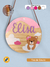 Placa de pinus redonda de 18 centímetros pendurada na parede no quarto infantil, com tema de ursinho e nuvem, nome de criança, feita a mão, com acabamento de tira de couro