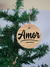 Kit 3 bolachas pingentes de natal personalizada em madeira pinus Decoração Natalina Cristão para pendurar na árvore de natal, escrito Amor Fé Paz