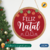 Guirlanda Redonda de Mdf Personalizada com 35cm com corda de sisal para pendurar na parede e decorar para o natal. Placa de Mdf Decorativo e Pintado à mão com tema de natal e escrito: Feliz Natal. Presente Perfeito