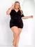 Conjunto Macaquinho Feminino Short Saia Com Manga Princesa Plus Size modelo Curve - Gemeos Barbosa