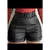 Short Cirre Couro Fake Tecido Cirre Cintura Alta Com Cinto - Preto - Gemeos Barbosa