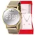 Relógio feminino Champion CH40179B dourado, digital, à prova d'água, com pulseira mesh, ideal para presente - comprar online