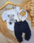 Conjunto Baby Urso 3 Peças: Calça + Bandana + Body Estampado