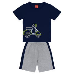 Conjunto Infantil Menino com Estampa de Moto Bordada Kyly - KL122
