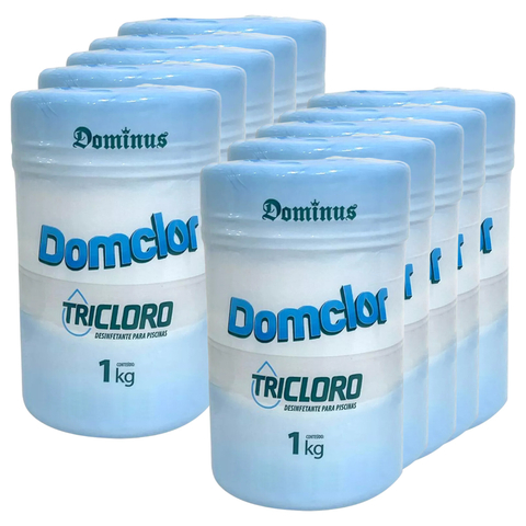 Kit 10 Tubetes Pastilha Tricloro Domclor Desinfetante Piscina (50 Pastilhas)