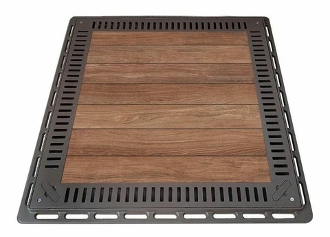 Tampão 80x80 Articulad Rebaixado Grelha Piscina Marrom Fosco