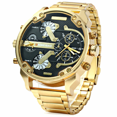 Relógio masculino pulseira de aço dourado de luxo - comprar online
