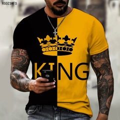 Camisa masculina Crown King KING impressão 3D impressão gola redonda - comprar online