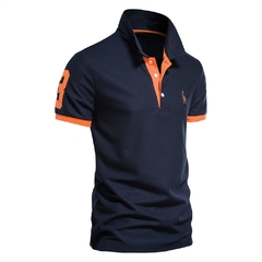 Camisas Pólo para Homens Casual Cor Sólida Slim