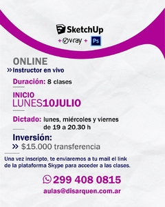 SKETCHUP + V-RAY + PHOTOSHOP con profesor en vivo - comprar online