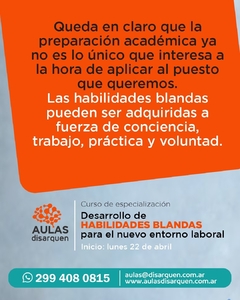 Imagen de Desarrollo de HABILIDADES BLANDAS para el entorno laboral