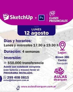 SKETCHUP + PHOTOSHOP- Presencial Neuquen - comprar online