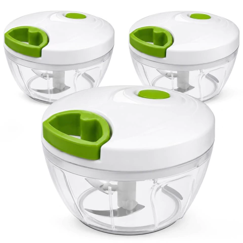 Kit 3 Processador Triturador Manual 500ml Alimentos Cozinha