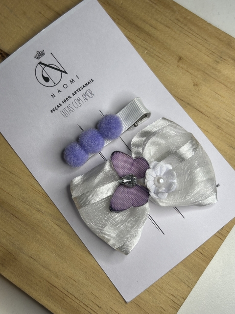 Kit Laço + Presilha - Tons de Lilás/Roxo