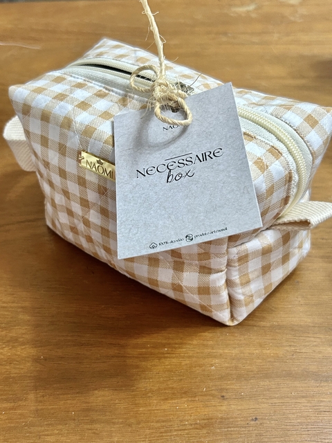 Necessaire Box Xadrez Marrom & Forro Poá Marrom - comprar online