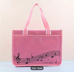 Bolsa Rosa Notas Musicais - Grande
