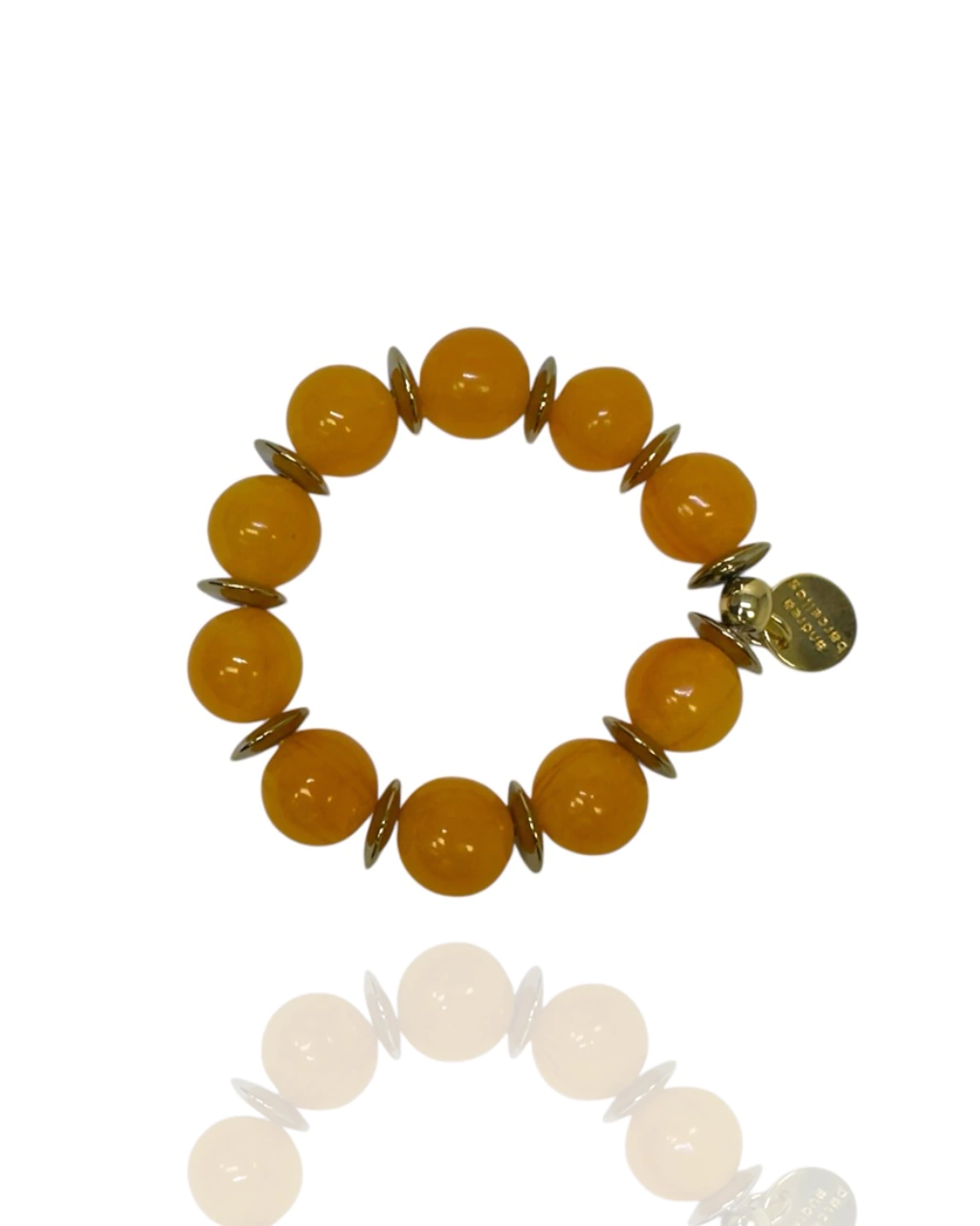 Pulseira Esferas Âmbar & Hematitas