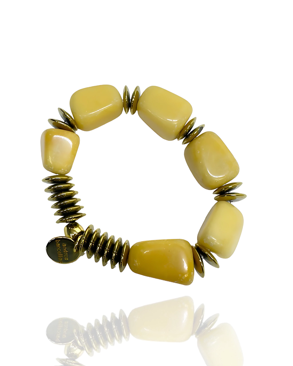 Pulseira Fashion - Jaspe Amarelo & Hematita