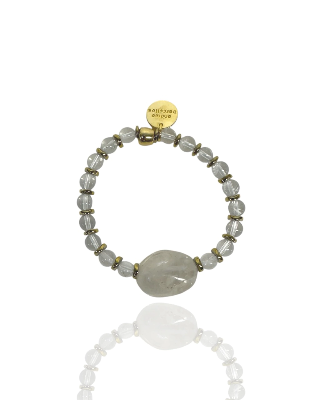 Pulseira Esferas - Ágata Cristal & Hematitas