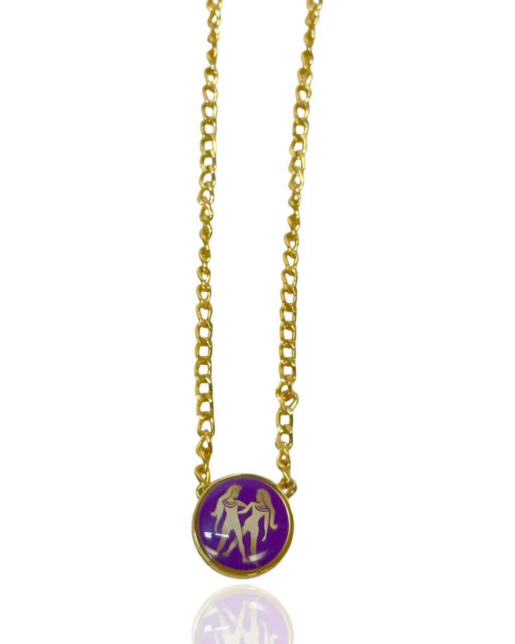 Gargantilha Signos Pingente Roxo - Gêmeos
