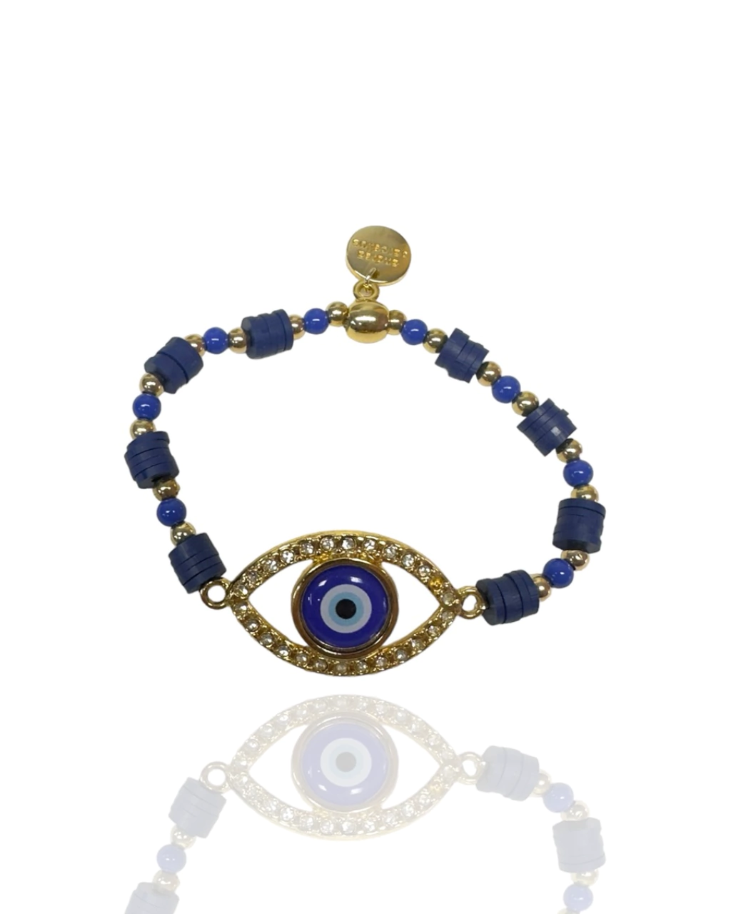 Pulseira Olho Grego Com Strass - Azul Marinho