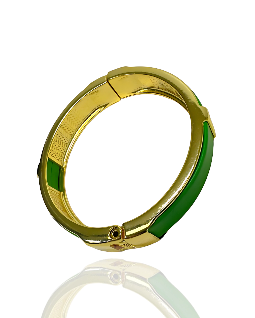 Bracelete Couro & Metal - Verde