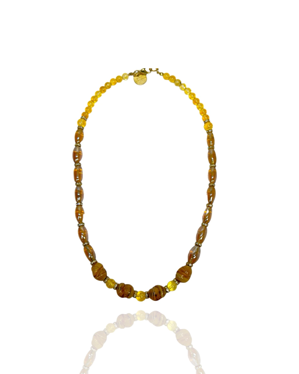 Colar Strass - Citrino Queimado & Murano
