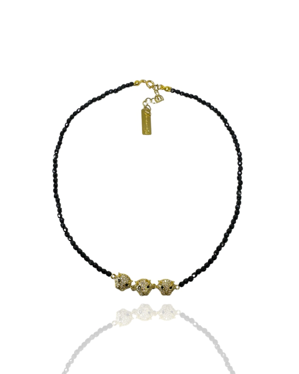 Choker Espinélio & Pingentes Leopardo de Zircônia Cravejada